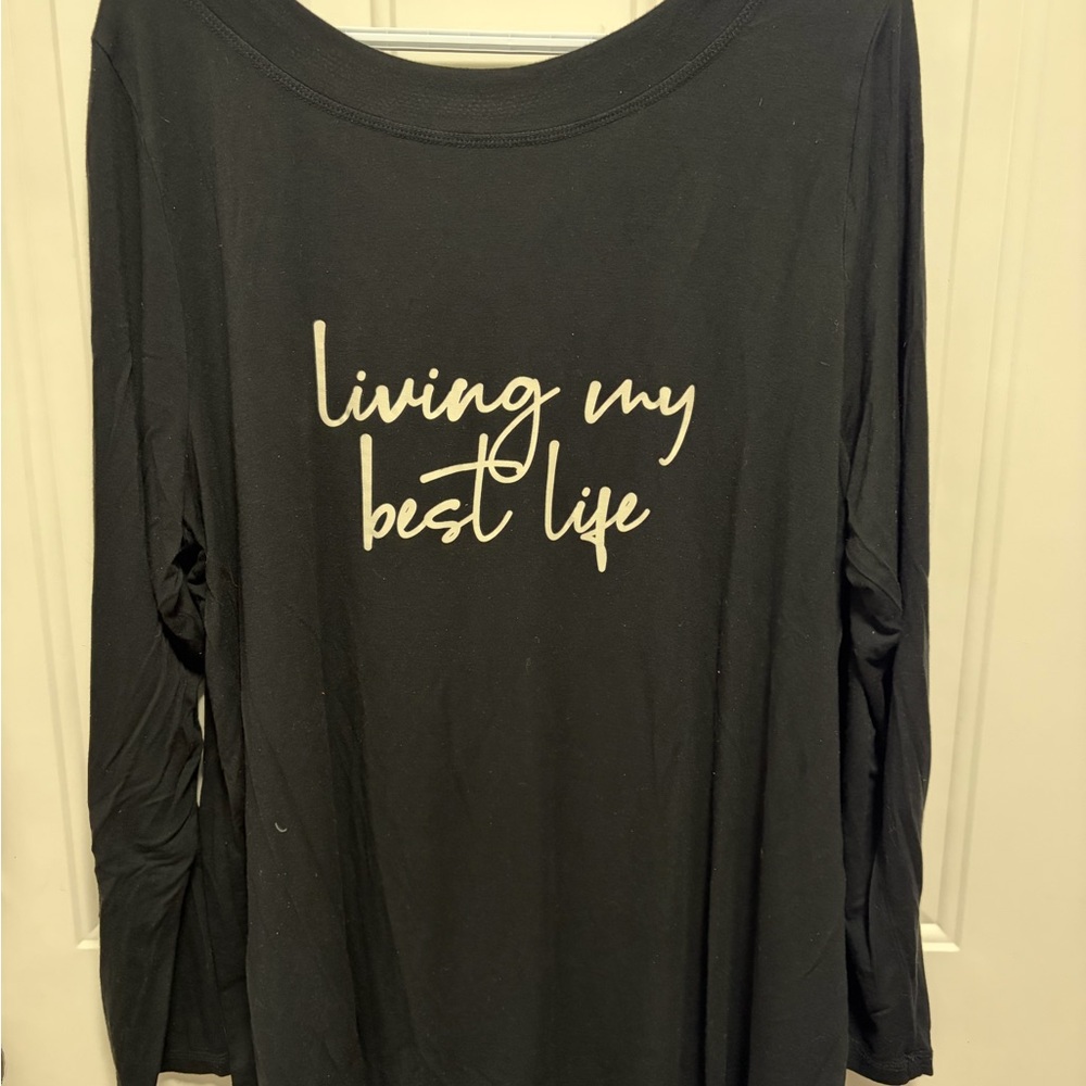 Livi Active Black Long Sleeve Top with Motivational Text